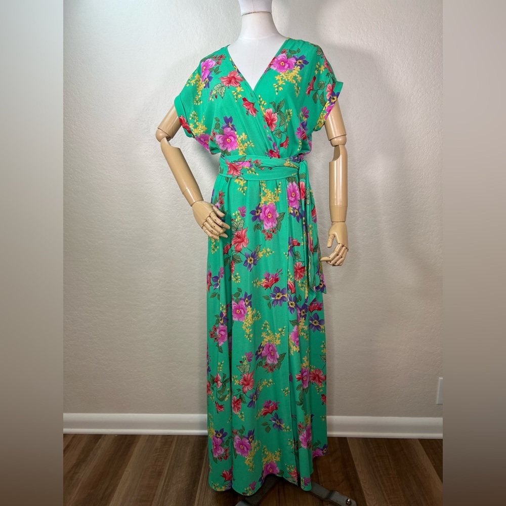 Meghan Los Angeles Floral Retro Style Flowy Fit & Flare Maxi Dress Medium EUC